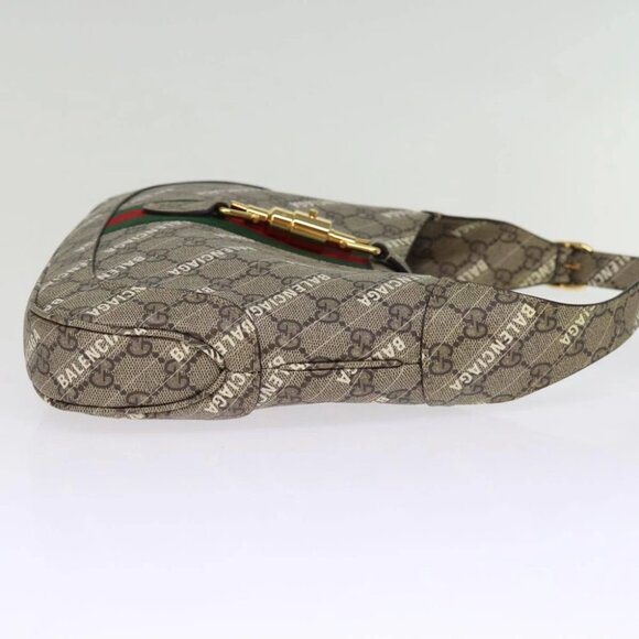 GUCCI GG Supreme Web Sherry Line Jackie Bag BALENCIAGA Beige 636706 Auth 749... - Picture 7 of 15